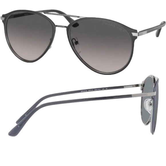 Prada PR51WS Pilot Sunglasses Prada Matte Black Grey Polarized Lens - Picture 6 of 17